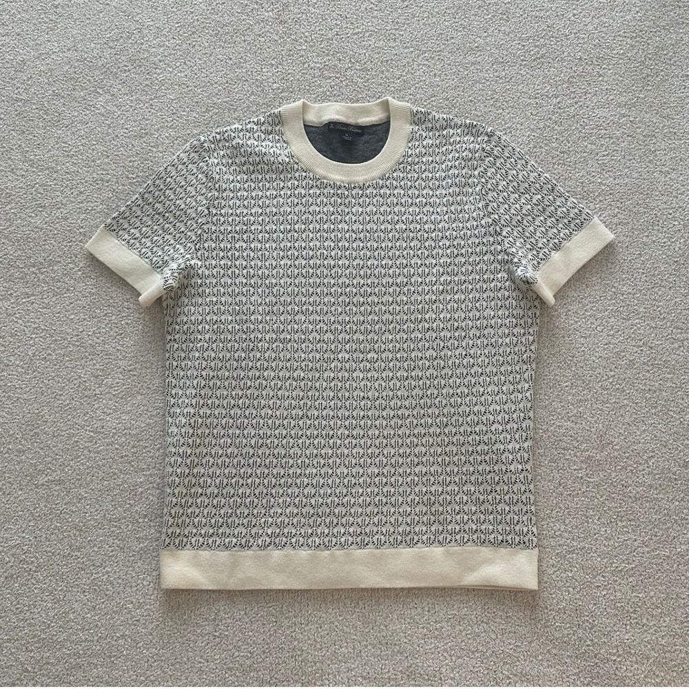 Brooks Brothers Women Cotton/Cashmere Top size Medium in Grey/beige